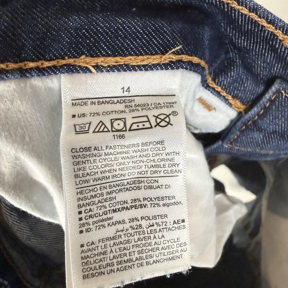 Old Navy Shorts Girls 14 Blue High Rise Denim Cutoff Adjustable Waist Frayed Hem